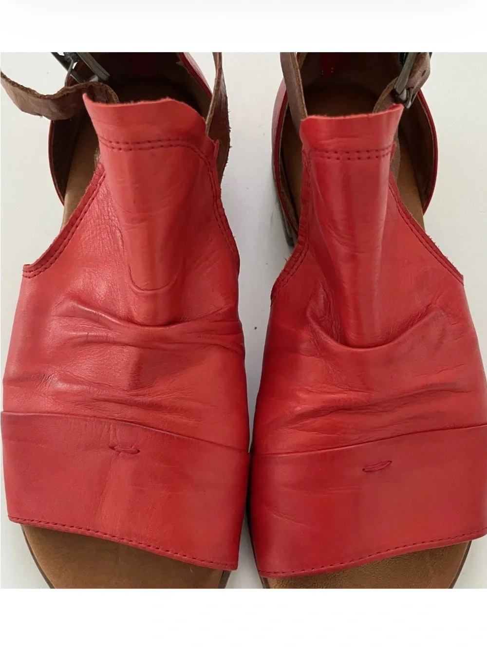 Miz Mooz Deeper Red Leather Sandals EU 36 US 5.5-6 Back Zip Comfort Boho
